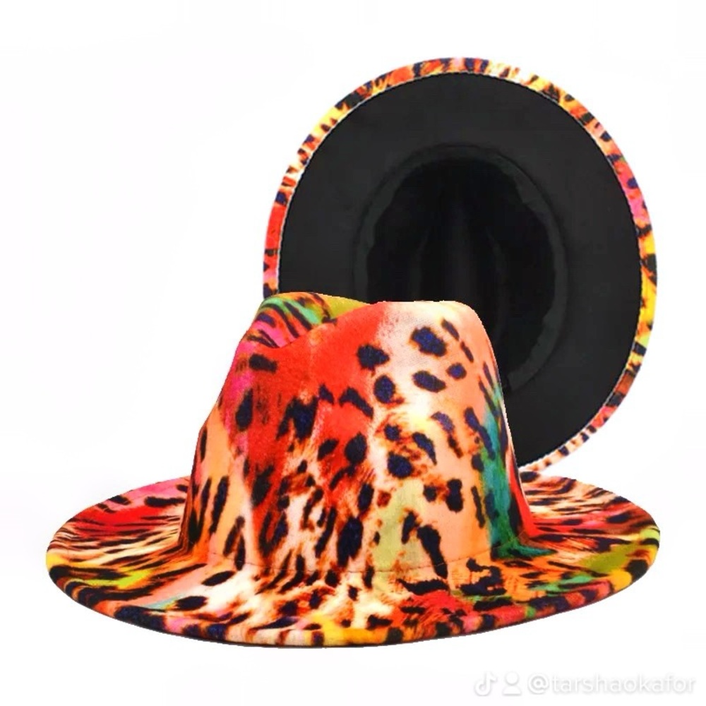 Multicolor Leopard Print Fedora - image 1